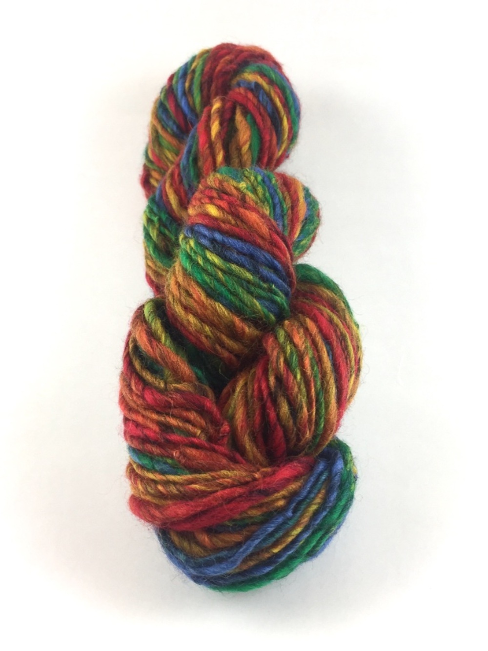 Rainbow Handspun Merino Wool Single Ply OOAK Art Yarn Jewel bright color